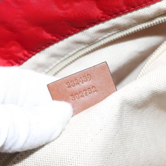 GUCCI GG Canvas Tote Bag Nylon Gold Red 282489 - Picture 11 of 15
